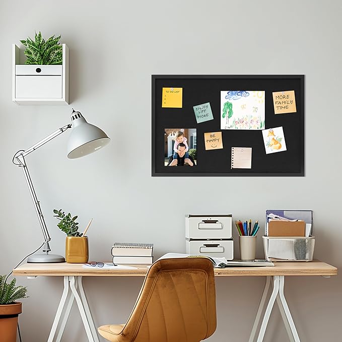 Cork Board with Linen Black 2Pack,Bulletin Board 30"x20", Corkboards for Office Home School Message Board or Vision Board Decoration.