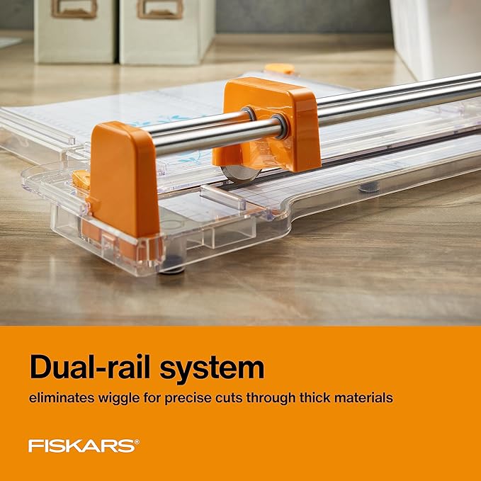 Fiskars ProCision Rotary Bypass Paper Trimmer, 12" Cut Length, Self-Sharpening, Paper Trimmer for Crafting and Scrapbooking, Arts and Crafts Supplies, Photo Cutter