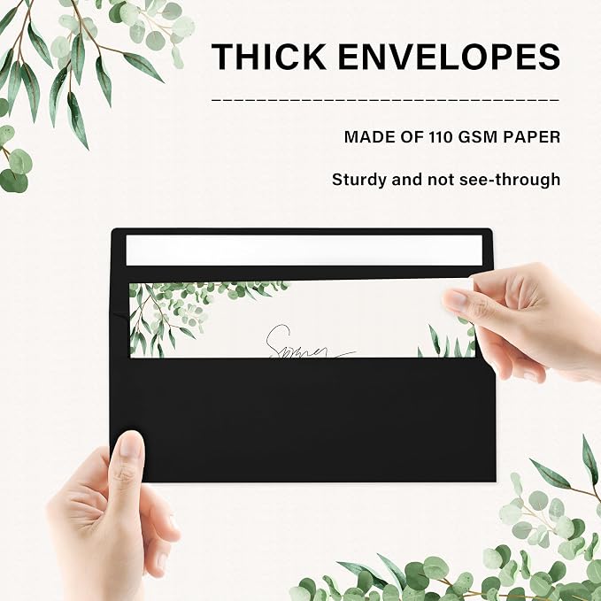 200 Pack #10 Black Envelopes Letter Size Self Seal Business Envelopes | Security Mailing Envelopes, 4 1/8 x 9 1/2 Inches