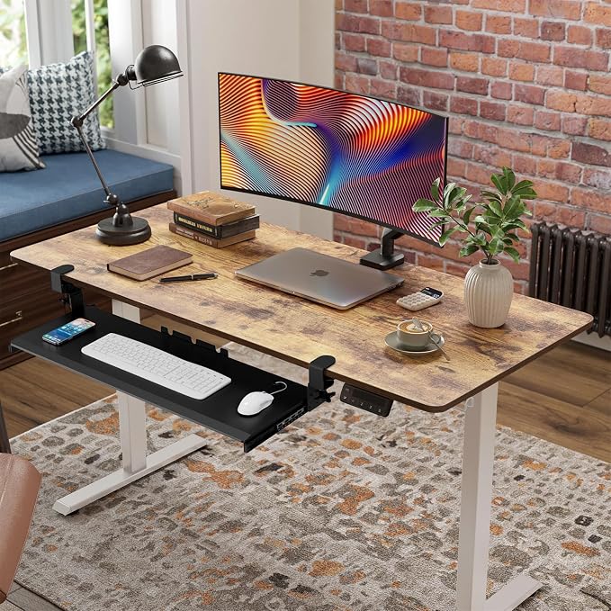 Keyboard Tray Under Desk Pull Out with 3 Height Adjustable Extra Sturdy C Clamp Mount System, 32.8 (38 inch Including Clamps) x 12 Inch Slide-Out Platform Computer Drawer for Typing