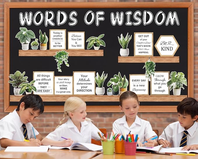 Motivational Bookshelf Bulletin Board Set – Plant Themed Reading Classroom Decor – Inspirational Library Cutouts for Back to School Bulletin Boards & Wall Displays
