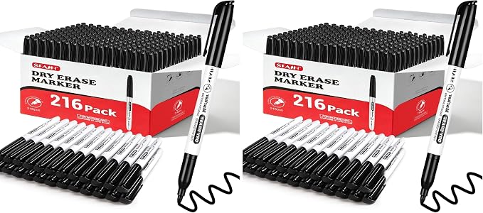 SFAIH Black Dry Erase Markers Fine Tip, 432 Pack, 1-2mm Line, Low Odor