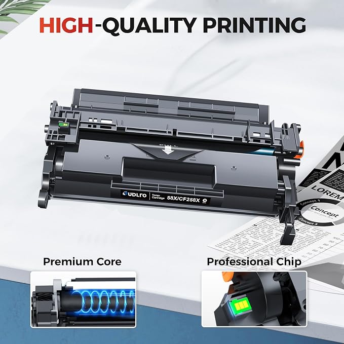 58X CF258X Toner Cartridge Black Replacement for HP 58X CF258X 58A CF258A | 58X for HP LaserJet MFP M428fdw M428fdn M428dw M404 M428 Pro M404n M404dn M404dw Printer 2 Pack (with Chip)