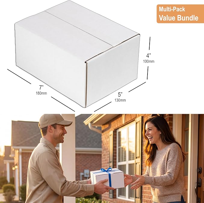 45 Pack 7x5x4'' White Cardboard Shipping Boxes, Medium Mailing Boxes For Small Business for Packing, Moving and Storage