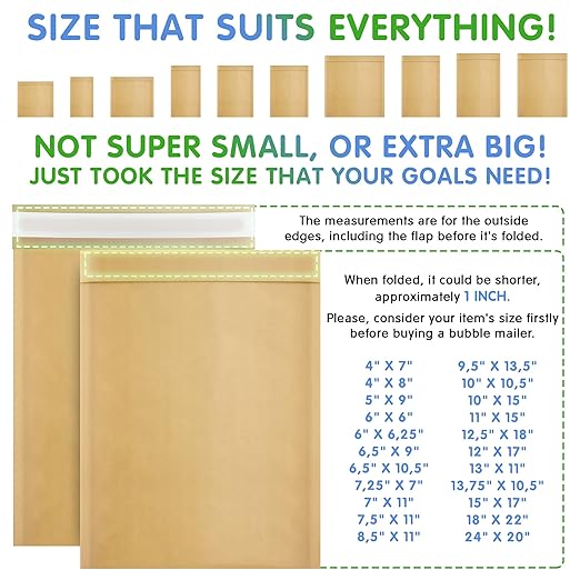 Kraft Bubble Mailers 6 x 9 Inch Natural Brown, Padded Envelopes Self Seal, Pack of 25, Bubble Lined Kraft Paper Mailing Envelopes for Shipping
