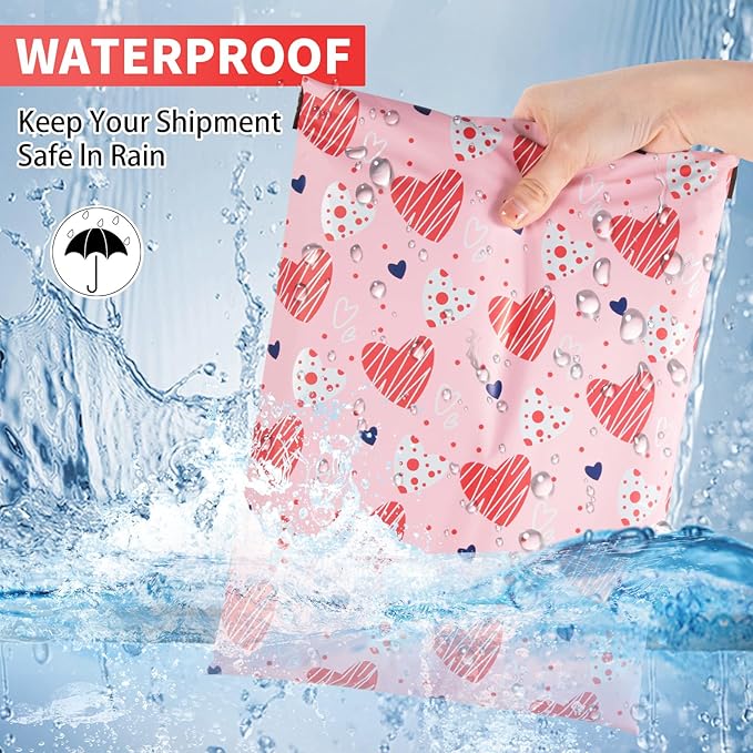 Oududianzi Poly Mailers 10x13, 100Pack Shipping Bags, Fashion Shipping Envelopes, Plastic Packaging Bags, Self-Seal Polymailers, Mailing Poly Bags for Business, Clothing (Simple Love)