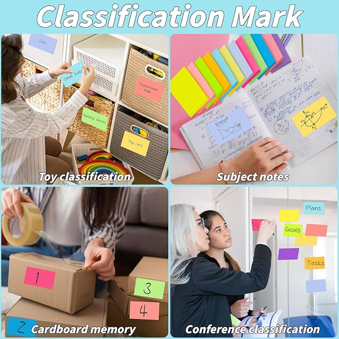 36 Pads Sticky Notes 3x5 Inch Bulk 12 Colors Memo Note Pads | 45 Sheets Per Pad, Self Stick Notes, Adhesive Paper, Office, School, Home, Meetings, To Do Lists, Notebook Notes