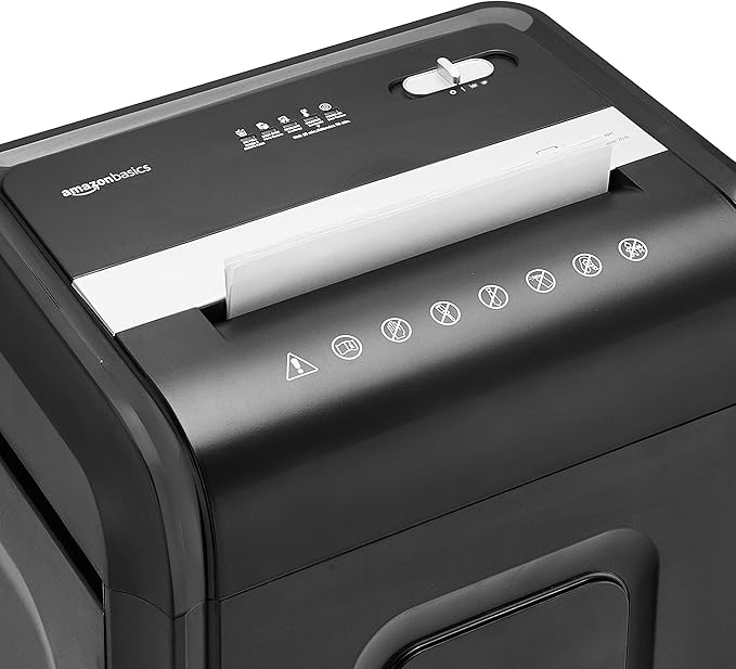Amazon Basics 24-Sheet Cross Cut High Security Paper Shredder for Home Use, P-4 Security, CD and Credit Card Document Shredder with Pullout Basket, Black