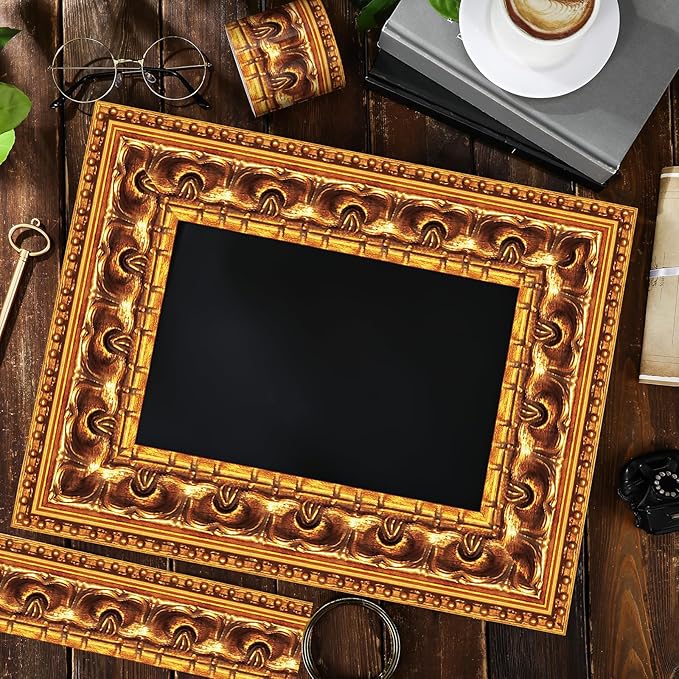 Outus 68FT Gold Frame Bulletin Board Border Die-Cut Straight Border Trim for Classroom Chalkboard, Picture Frames, Artworks, Walls, Mirrors & Office Decor, Classic Metallic Frame Molding(Funky)
