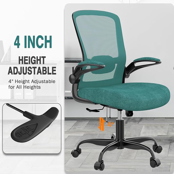 Ergonomic Office Chair w/Adjustable Lumbar, Flip Armrest, 135° Recline | Supports 300 lbs · Seat 19.48"–23.4" · Breathable mesh · 20–30 min assembly · 5-year warranty
