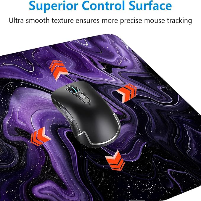 Dark Purple Ripples Desk Pad Mouse Pad Black Purple Lines Large Gaming Mouse Mat with Stitched Edges,Non-Slip Waterproof Rubber Base Mous Mat Office Computer Keyboard Laptop Home 35.4"x15.7"