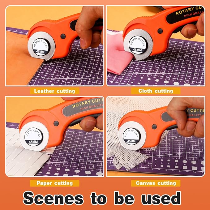 Rotary Cutter, Professional 45mm Rotary Fabric Cutter, Rotary Cutter for Fabric, Card Paper Sewing Quilting Roller Fabric Cutting Tailor Scissors Tool Dress Clothes Making DIY Tool