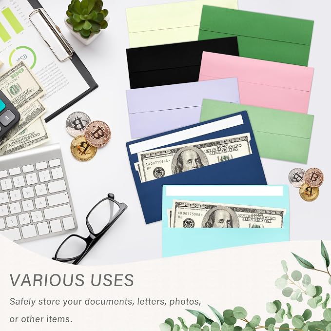50 Pack #10 Green Envelopes Letter Size Self Seal Business Envelopes | Security Mailing Envelopes, 4 1/8 x 9 1/2 Inches