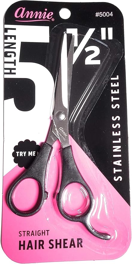 Annie Professional Stainless Steel Hair Cutting Shears – 5.5 Inch Sharp Barber Scissors for Men Women & Kids – Ergonomic Salon Hairdressing Scissors with Finger Rest – Silver