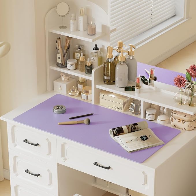 Aothia Faux Leather Desk Mat (Light Purple, 23.6" x 13.7") | Creates One Clean Surface For Your Keyboard, Mouse And Laptop, Helping Keep Your Workspace Organized Every Day