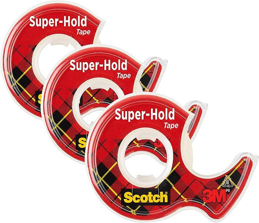 Scotch Super-Hold Tape, 3/4 x 300 Inches, 3 Dispensered Rolls