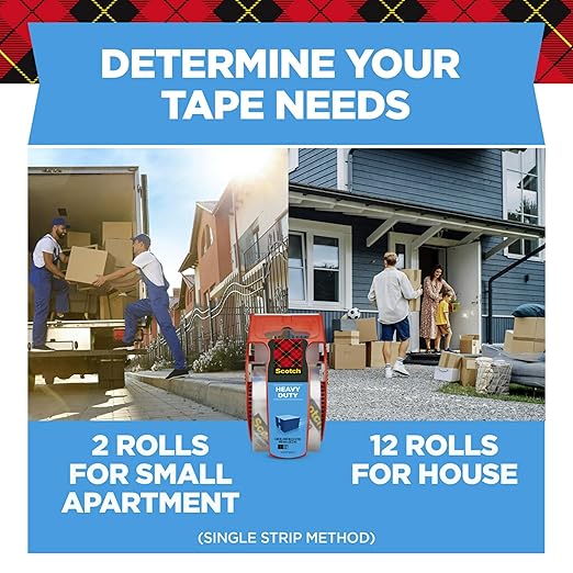 Scotch Heavy Duty Shipping Packaging Tape, 1.88" x 27.7 yd, Great for Packing, Shipping & Moving, Clear, 1 Dispensered Roll (142L) (Pack of 2)