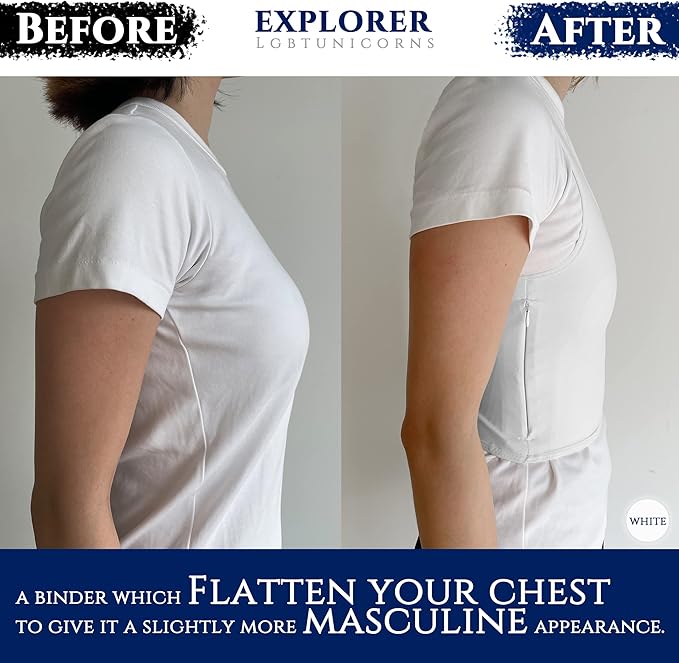 LGBT UNICORNS Chest Binder Trans FTM, Adjustable Bindfree Sizing Design, Skin-Friendly & Breathable, Nipple Covers Built-in