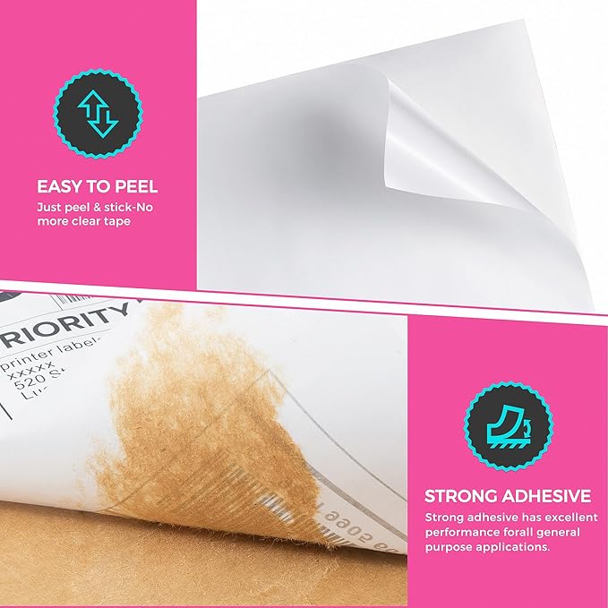 60 Shipping Labels 2 Per Sheet 8.5" x 5.5" Matte Half Sheet Labels Self Adhesive White Shipping Label Paper