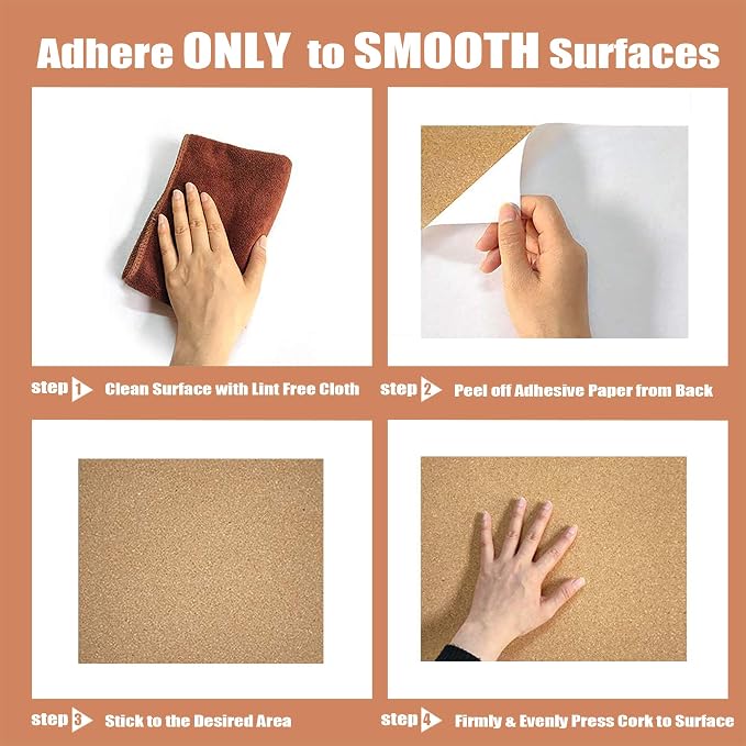 SUNGIFT Cork Board Tiles 12"x12" - 1/2 Inch Thick, 9 Pack | Self-Adhesive Square Bulletin Boards for Smooth Indoor Walls, with 100 Push Pins for Notes, Photos and Displays