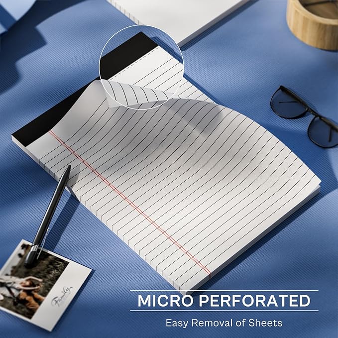 Notepads 8.5 x 11 Legal Pads of Paper, 8 Pack Note Pads 8.5 x 11 Lined Paper Wide Ruled, Perforated Legal Pad 8.5 x 11'' Paper Pads with Strong Backer Note Pad for Office, School, Homework