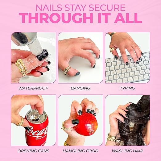 LUXXI Brush On Nail Glue for Press On Nails - Precision Applicator, Quick Air Dry Adhesive for Nail Tips, Artificial & Acrylic, Long Wear Hold, No Uv Lamp Needed | Pink Gel - 0.24oz
