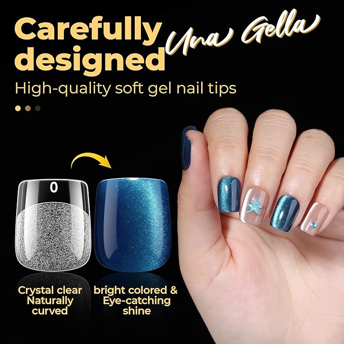 UNA GELLA Nail Tips Square, Pre-etched Matte Extra Short Square Press on Nails 240pcs Soft Gel Nail Tips Clear Acrylic Fake Nails for DIY Salon 12 Sizes At Home