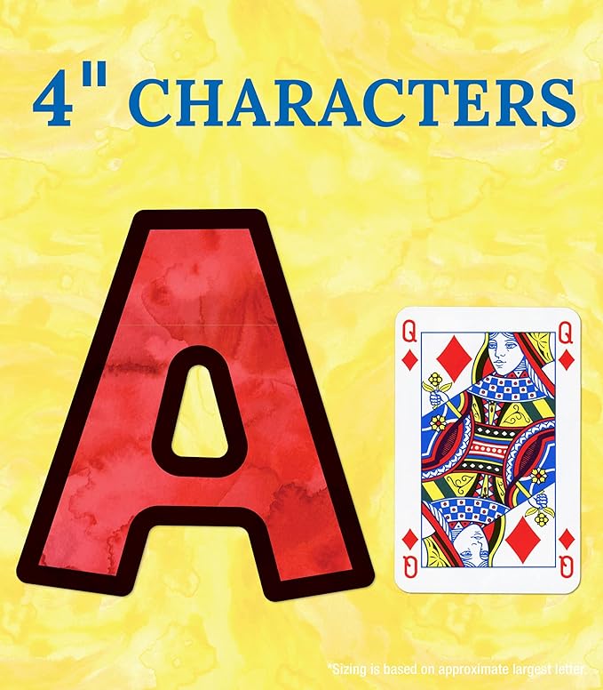 Carson Dellosa 219-Piece Watercolor Cutout Letters, 4" Colorful Upper and Lowercase Alphabet, Numbers, Punctuation, and Symbols for Bulletin Board, Posterboard, Party, and Classroom Decor