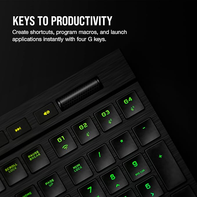 Corsair K100 AIR Wireless RGB Mechanical Gaming Keyboard - Ultra-Thin, Sub-1ms Slipstream, Low-Latency Bluetooth, Cherry MX Ultra Low Profile Keyswitches - NA Layout, QWERTY - Black