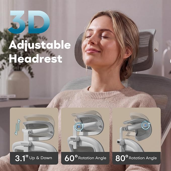 Ergonomic Office Chair with Memory Foam Seat, Computer Desk Chair | 3.5" Memory Foam Cushion, 3D Adjustable Headrest, Lumbar Support, Flip-Up Armrests, Breathable Mesh, 330LBS Weight Capacity