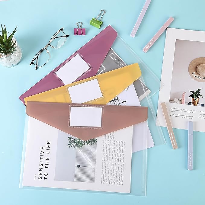 Mr. Pen- Clear Plastic Envelopes, 30 Pack, A4, Letter Size, Colorful, Clear Folders for Documents Plastic Envelopes for Documents