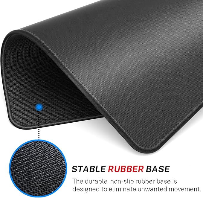 MROCO Large Gaming Mouse Pad [50% Larger] with Non-Slip Rubber Base, Premium-Textured Waterproof Surface, Stitched Edges, Computer & Gaming Mouse Mat for Laptop, Office & Home, 14 x 11 in, Black