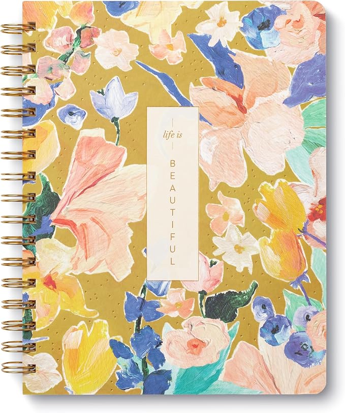 Compendium Spiral Notebook - Life Is Beautiful — A Designer Spiral Notebook with 192 Lined Pages, College Ruled, 7.0”W x 9.25”H