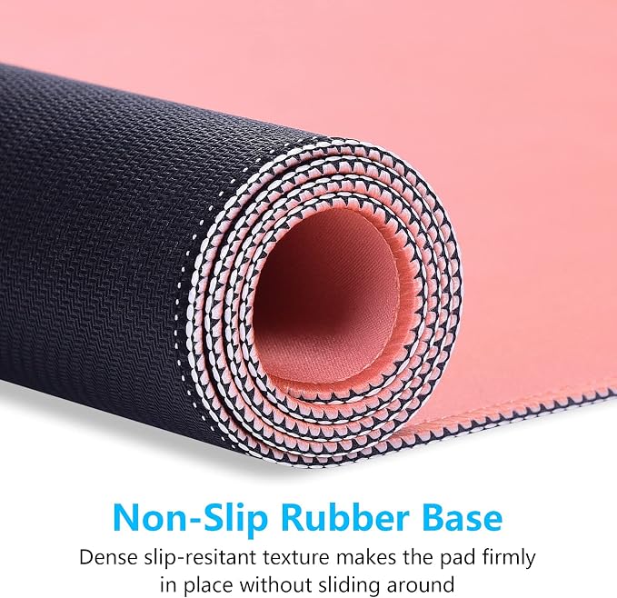 Dapesuom Large Gaming Mouse Pad, Extended Mouse Mat with Stitched Edges, Full Size Keyboard Pad with Non-Slip Base, Big XXL Computer Desk Mats for Gamer, Laptop, Office, 31.5 x 15.7in, Rose Pink
