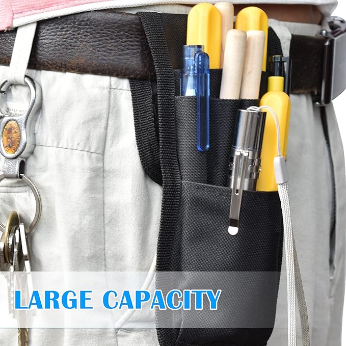 2 Pcs KATOLK Belt Pen Holder, Multifunctional Adjustable Tactical Pencil Pouch, Detachable Military Duty Pencil Sleeve Case, Can Hold Pens, Rulers and Scissors