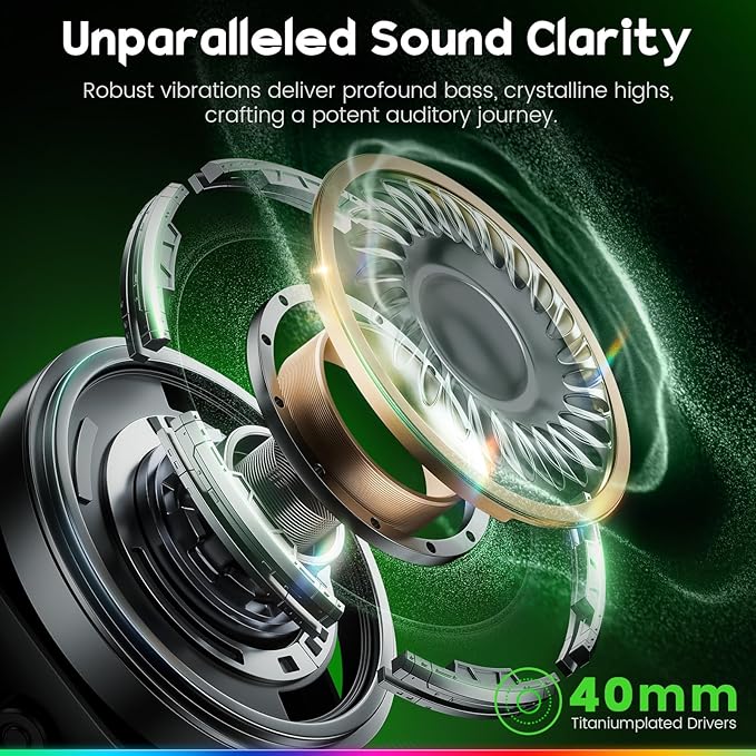 Wireless Gaming Headset for PC, PS5, PS4, Switch & Mac, Dual-Mode 2.4GHz & Bluetooth Gaming Headphones with Microphone, Ultra-Low Latency, 3D Stereo Sound, Up to 45H Battery