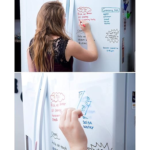 X-Large Chalkboard Wallpaper - Clear | 1.4ft x 6.5ft Adhesive Paper Roll | Includes 3 Markers & Eraser Cloth | Peel & Stick on a Wall, Table & Desk | Ideal for Use at Home, School, Office & More