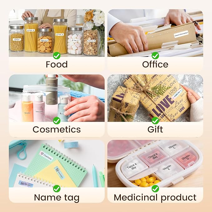 Phomemo D30 Thermal Label, self-Adhesive Transparen Label,14mm * 30mm(1/2"*1 1/8"), Compatible with PhomemoD30 Labels Printer, 210 Labels/roll, 3 Rolls (Transparent Paper)
