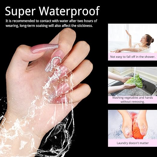 Sun&Beam Nails Adhesive Tabs 25 Sheets for Press On False Nail Tip Gel Glue Double Sided Tape Stickers Waterproof Transparent Strong Sticky (for Foot 25 Sheets)