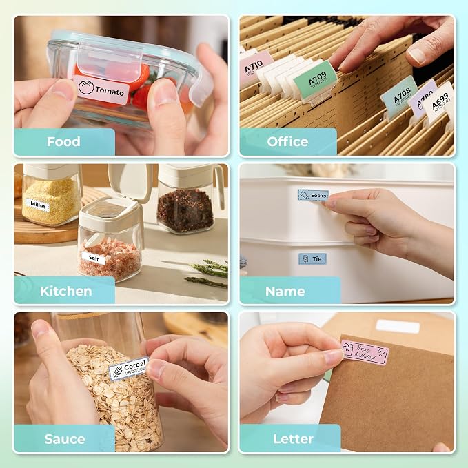 NELKO Genuine P21 Label Maker Tape,14x40mm, 3-Roll, Christmas Theme | Easy to Peel, BPA-Free, Strong Adhesion, Water-Resistant & Oil-Proof, Great for School, Office, Home, Kitchen, Black on White