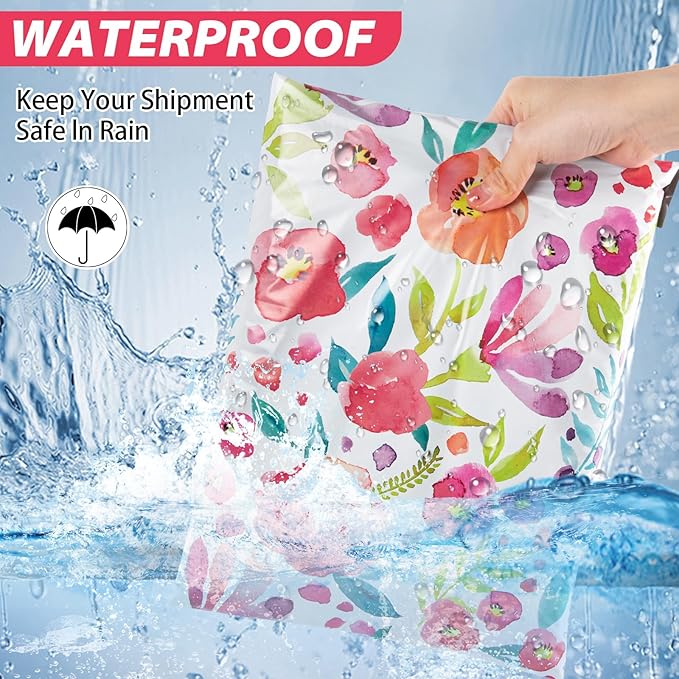 Oududianzi Large Poly Mailers 14.5x19, 100Pack Shipping Bags, Mailing Bags, Mailers Poly Bags, Shipping Envelopes, Packaging Bags for Small Business and Clothes - Floral