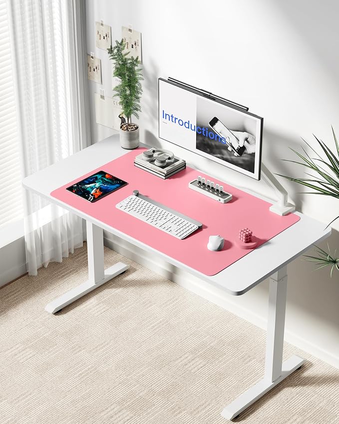 YSAGi Leather Desk Protector, Office Mat, Large Mouse Mat, Non-Slip PU Leather Blotter, Laptop Desk Mat, Waterproof Writing Pad for Office and Home(Pink, 40" x 24")