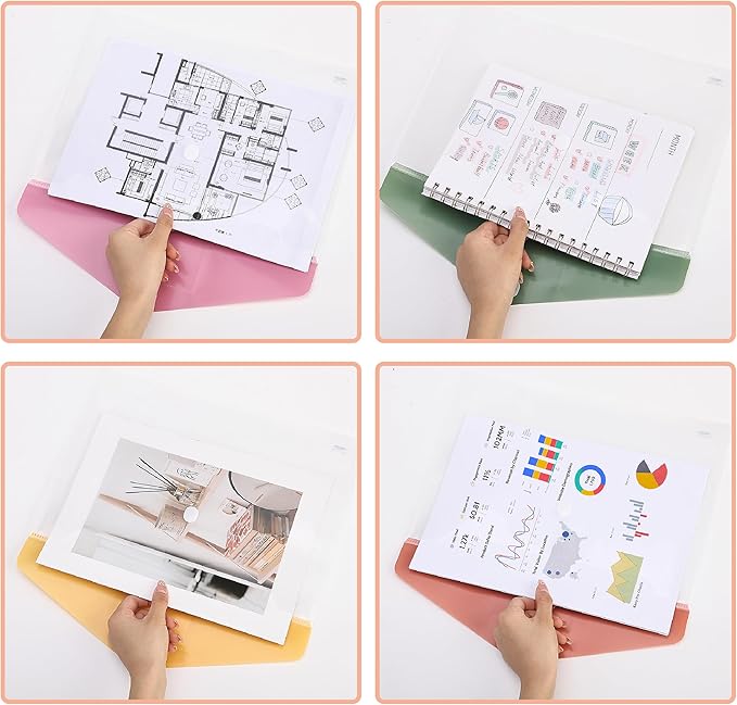 Mr. Pen- Clear Plastic Envelopes, 30 Pack, A4, Letter Size, Colorful, Clear Folders for Documents Plastic Envelopes for Documents