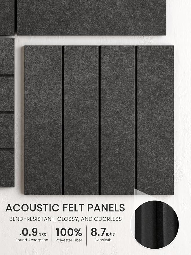 Bumusty 36" x 24" Large Cork Board Alternative, Charcoal Gray | 6-Pack Felt Bulletin Board Tiles, 60 Adhesive Tabs, 30 Pushpins, Home, Office, Classroom, Vision Board