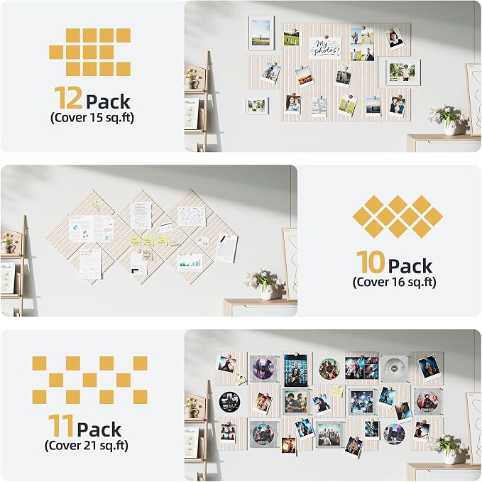 Large Cork Board for Walls 20 Pack Bulletin Board with 100 Adhesive Tabs | 48" x 60" Alternative CorkBoard for Pictures Photos, Felt Push Pin Boards Tiles for Office Classroom Wall Decor - Ivory