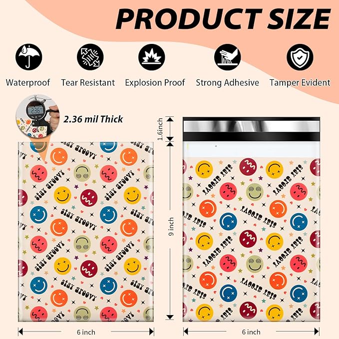 Oududianzi Poly Mailers 6x9, 100Pack Shipping Bags, Fashion Shipping Envelopes, Plastic Packaging Bags, Self-Seal Polymailers, Mailing Poly Bags for Business, Clothing
