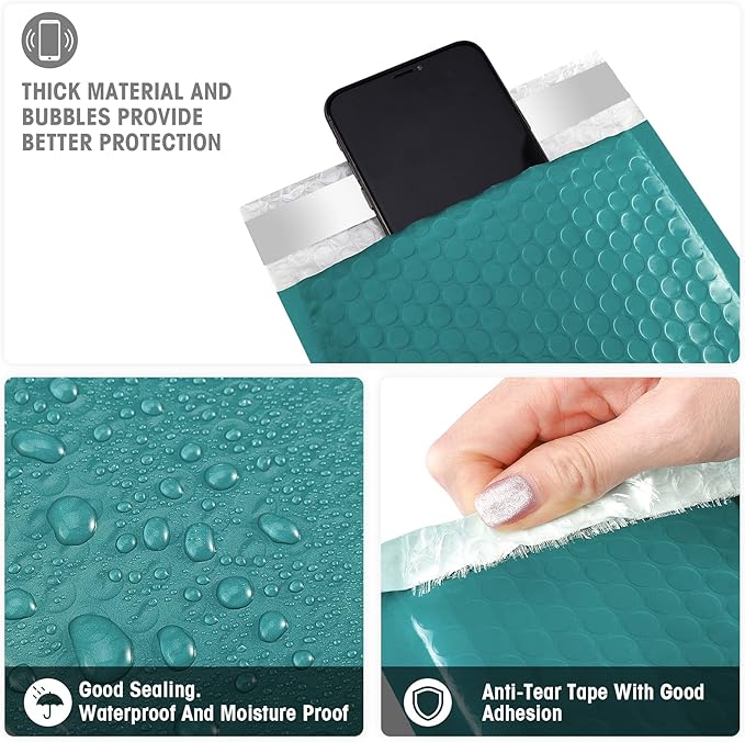 Metronic 600 Pack Bubble Mailers 6x10 Inch Usable Size 6x9" Forest Green Padded Envelopes Waterproof Bubble Envelopes Cushioning Padded Mailers for Packaging, Mailing, Shipping