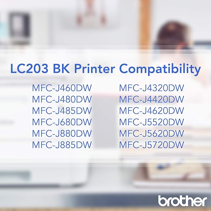 Brother Genuine High Yield Black Ink Cartridges, LC2032PKS, Replacement Black Ink Two Pack, Includes 2 Cartridges of Black Ink, Page Yield Up to 550 Pages/Cartridge, LC203 (Pack of 2)