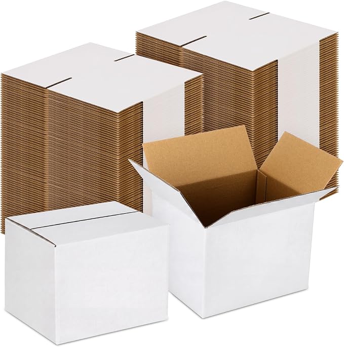 Yeaqee 72 Pcs 8x6x6 Inch Shipping Boxes Corrugated Cardboard Small Shipping Boxes for Packaging Mailing Packing Moving Small Business Storage Crafts Gifts (White)