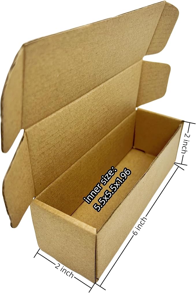 6 x 2 x 2 Inches Small Shipping Boxes Corrugated Packing Box 50 Pack | Kraft Cardboard Gift Boxes Small Business Moving Mailing DIY